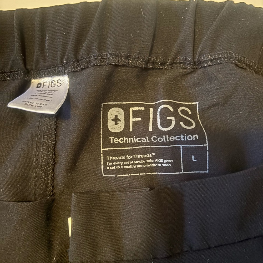 FIGs black pants stretch waist cuffed pants